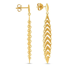 14k Yellow Gold Drop Leaf Earrings - Sable Gold