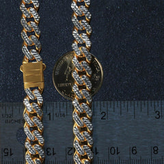 14k Two Tone Gold Miami Cuban Chain Necklace with White Pave - Sable Gold