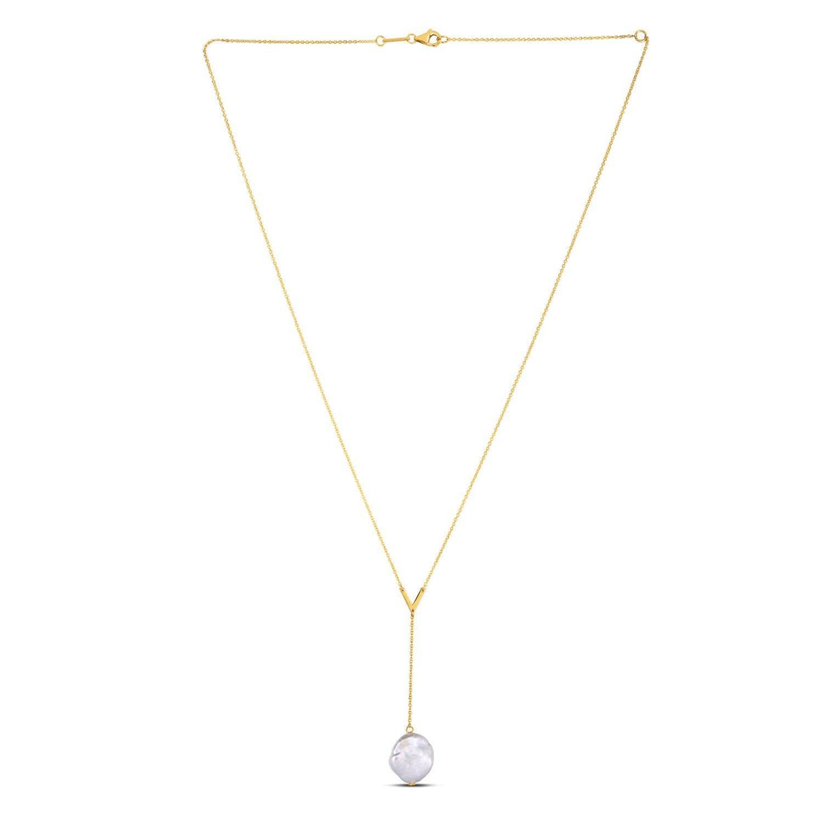 14k Yellow Gold Tesoro Pearl Lariat Necklace - Sable Gold