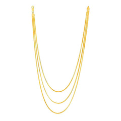 14k Yellow Gold Three Strand Herringbone Chain Necklace - Sable Gold