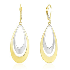 14k Two-Tone Gold Graduated Open Double Teardrop Earrings - Sable Gold