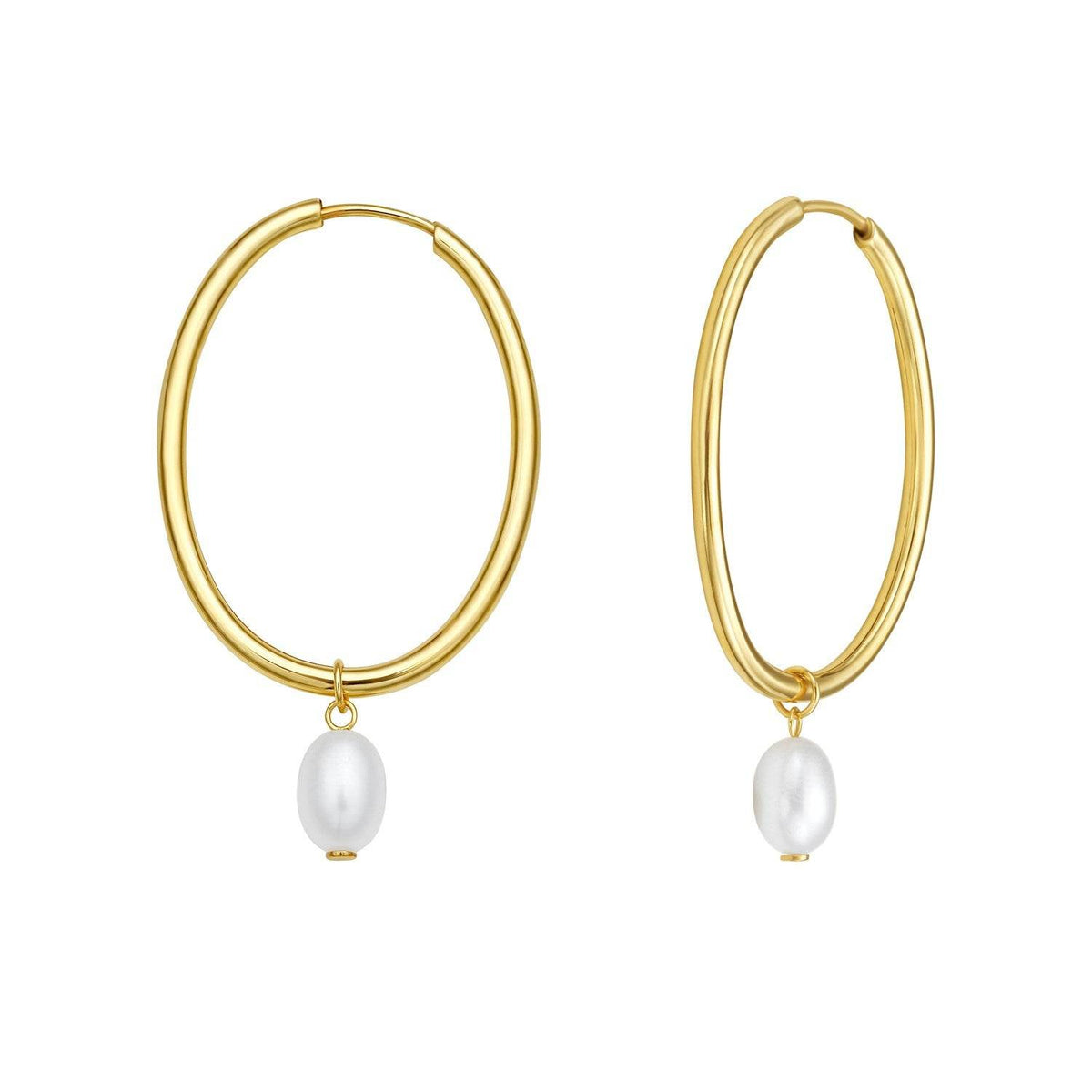 Pearl Drop Oval Earrings in 14K Yellow Gold - Sable Gold