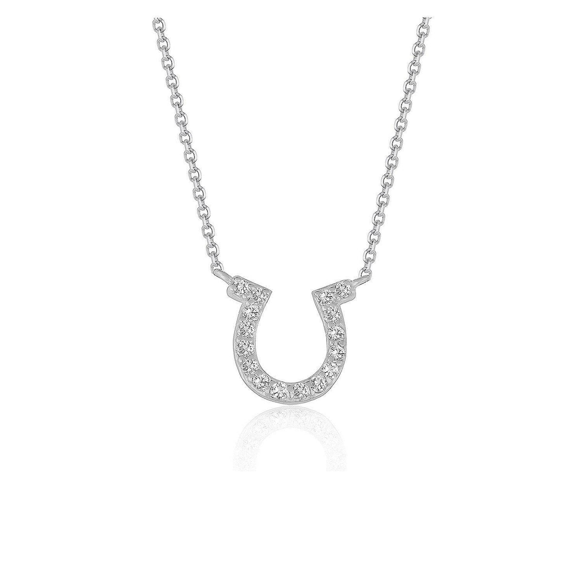 14k White Gold Horseshoe Design Diamond Pendant - Sable Gold