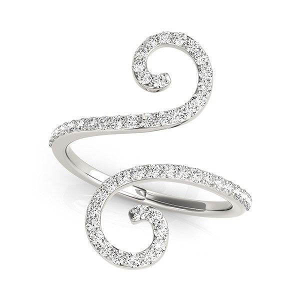 14k White Gold Diamond Open Flourish Style Ring (1/2 cttw) - Sable Gold