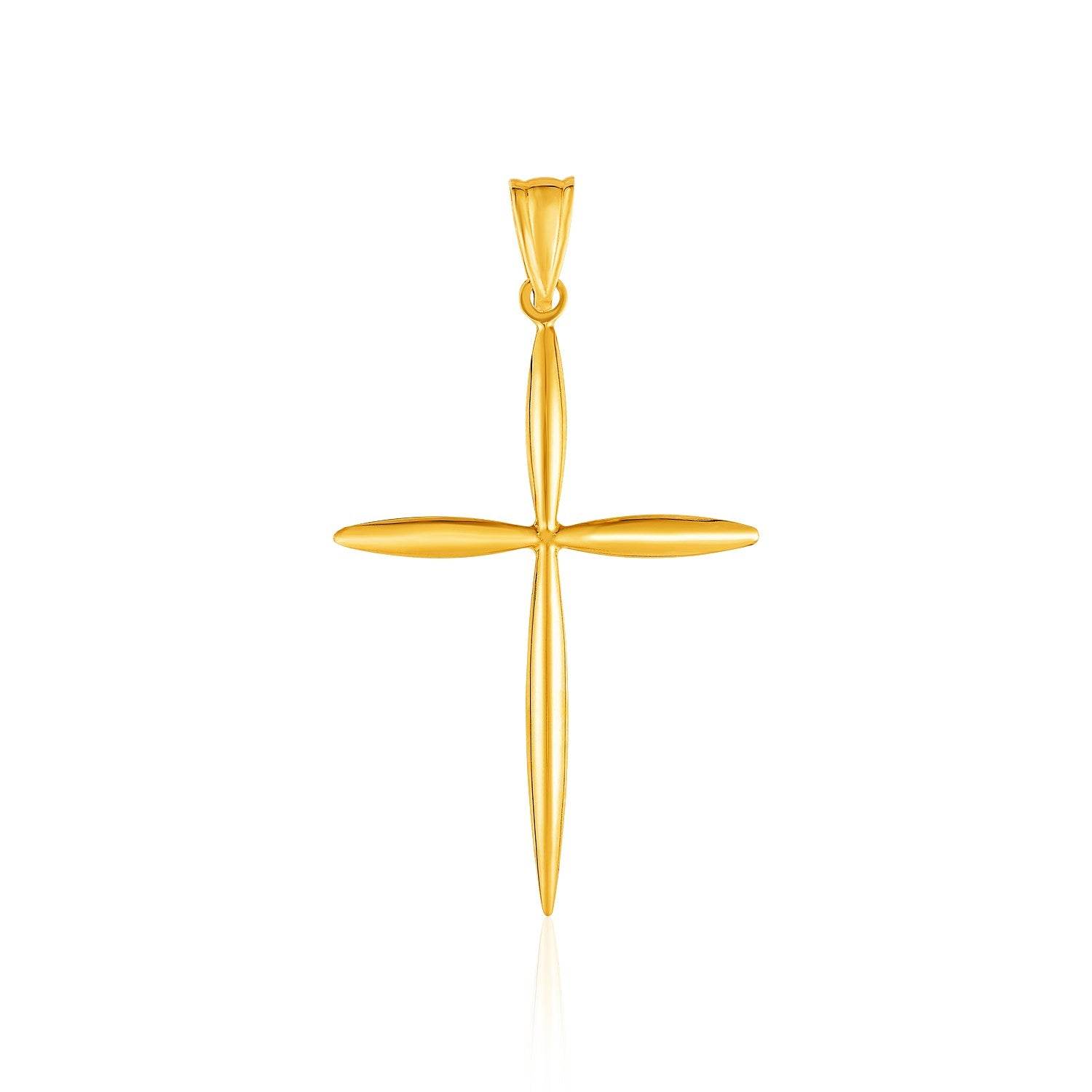 14k Yellow Gold Rounded and Pointed Cross Pendant - Sable Gold