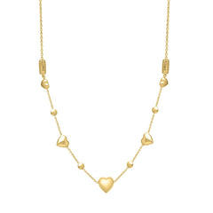 14k Yellow Gold Puff Heart Adjustable Necklace - Sable Gold