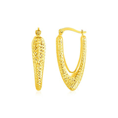 14k Yellow Gold V Shaped Puffed Hoop Earrings - Sable Gold