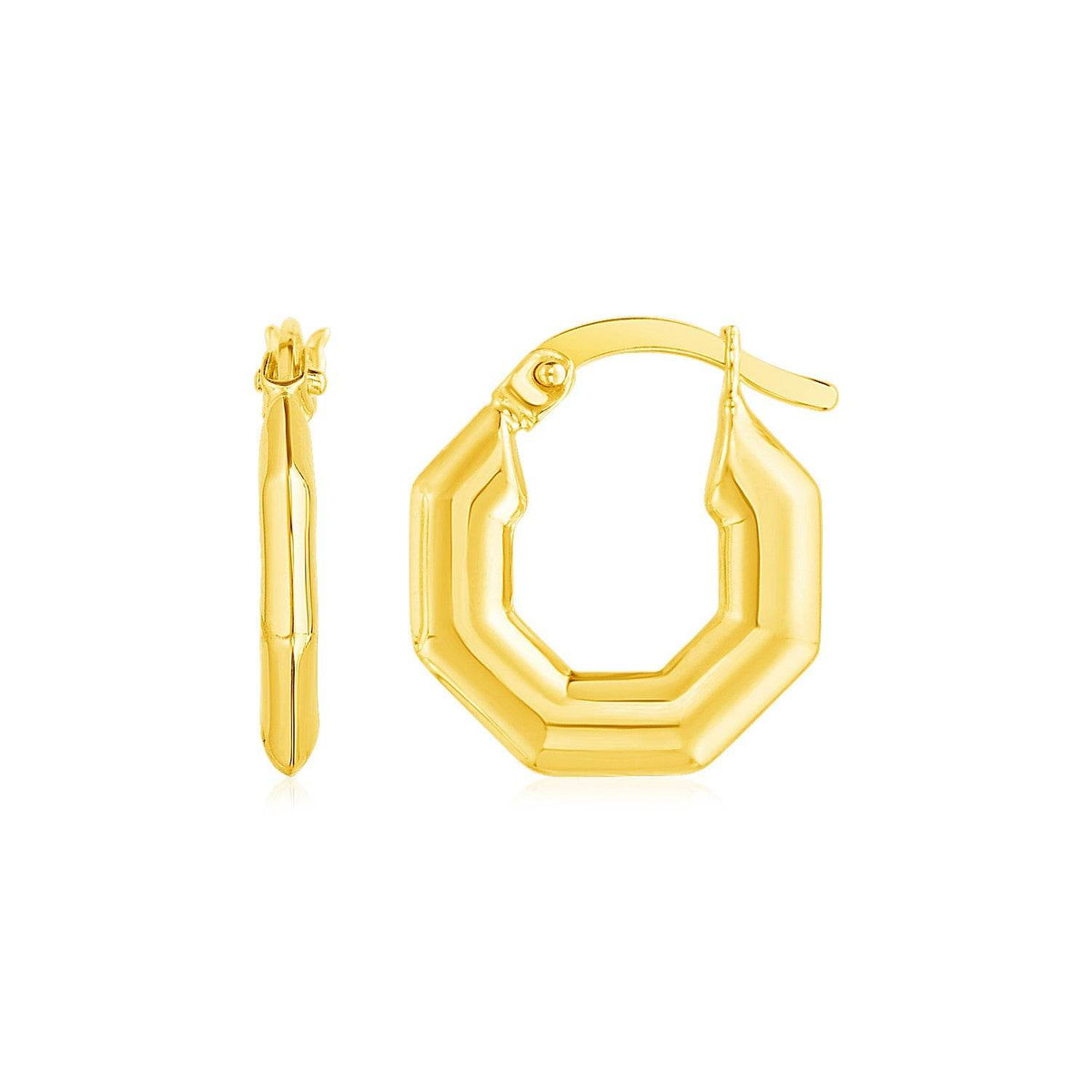 14k Yellow Gold Octagon Hoop Earrings - Sable Gold