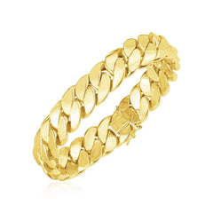 14k Yellow Gold High Polish LA Cubana Link Bracelet (14.00 mm) - Sable Gold