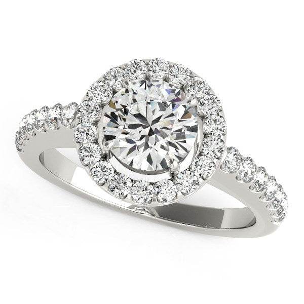 14k White Gold Classic with Pave Halo Diamond Engagement Ring (1 1/2 cttw) - Sable Gold