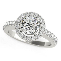 14k White Gold Classic with Pave Halo Diamond Engagement Ring (1 1/2 cttw) - Sable Gold