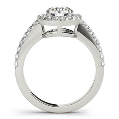 14k White Gold Classic with Pave Halo Diamond Engagement Ring (1 1/2 cttw) - Sable Gold