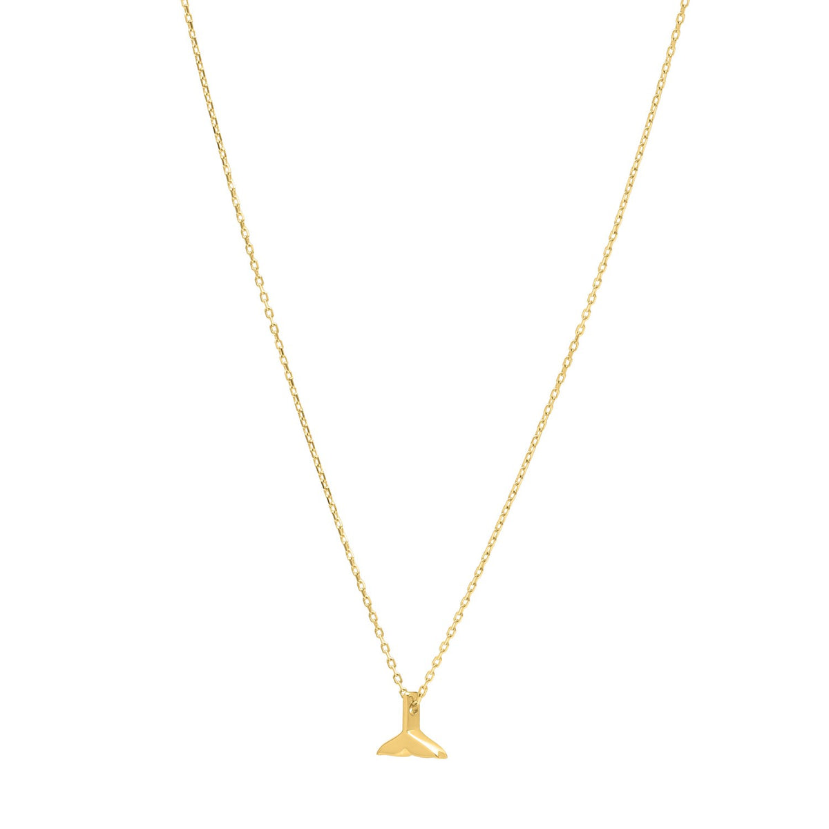 Whale Tail Necklace in 14K Yellow Gold