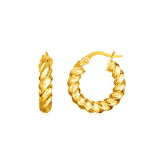 14k Yellow Gold Polished Twisted Hoop Earrings(3x11mm) - Sable Gold