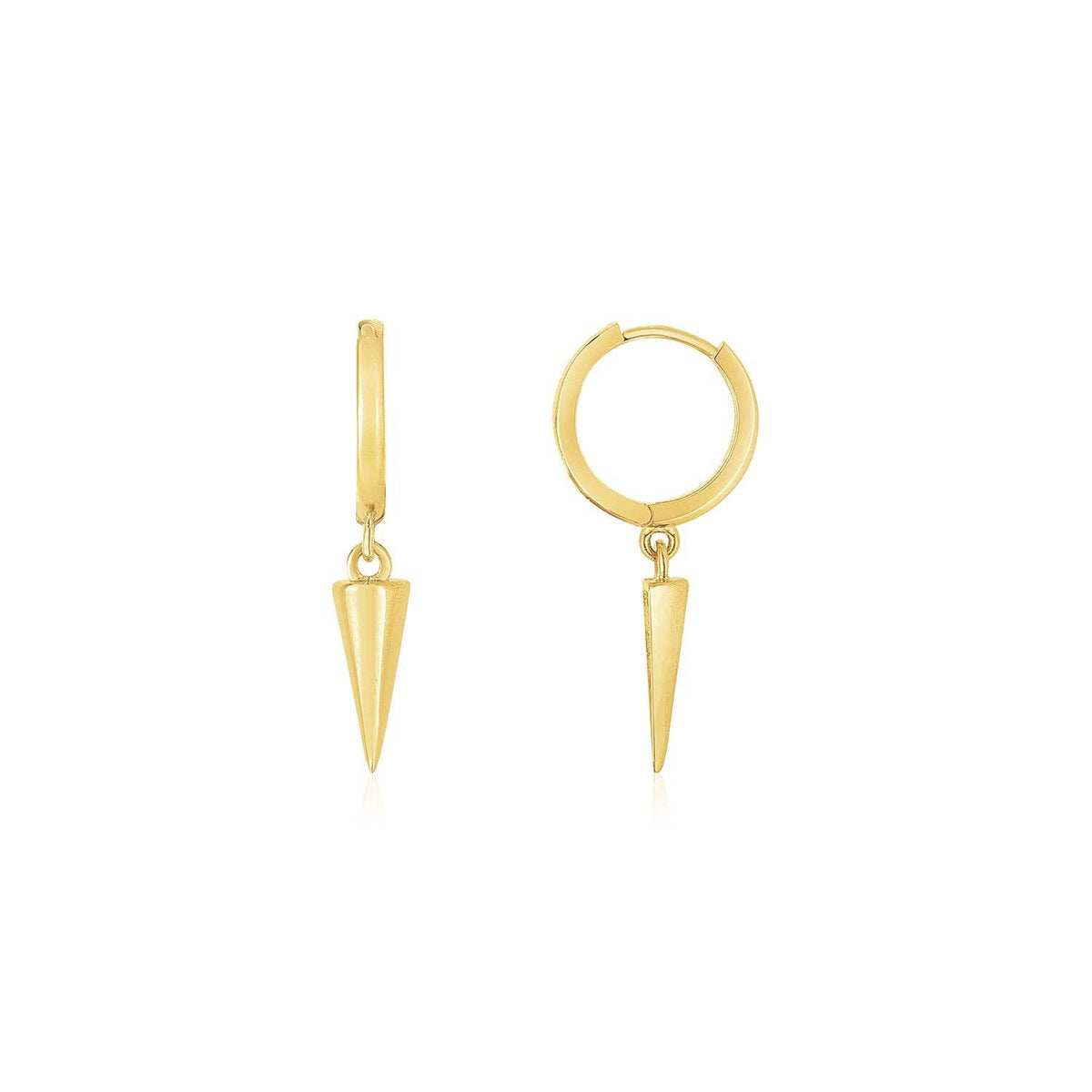 14K Yellow Gold Dangling Spike Drop Hoop Earrings - Sable Gold