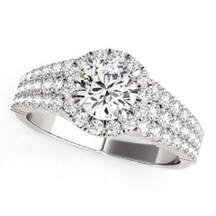 14k White Gold Graduated Pave Set Shank Diamond Engagement Ring (1 5/8 cttw) - Sable Gold