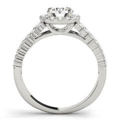 14k White Gold Graduated Pave Set Shank Diamond Engagement Ring (1 5/8 cttw) - Sable Gold