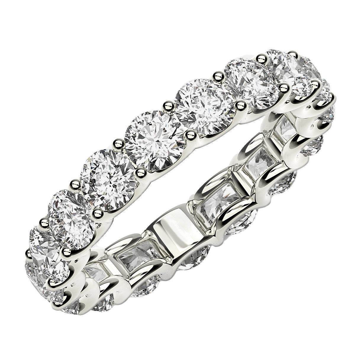 Round Cut Lab Grown Diamond Eternity Ring in 14k White Gold (3 cttw FG/VS2) - Sable Gold