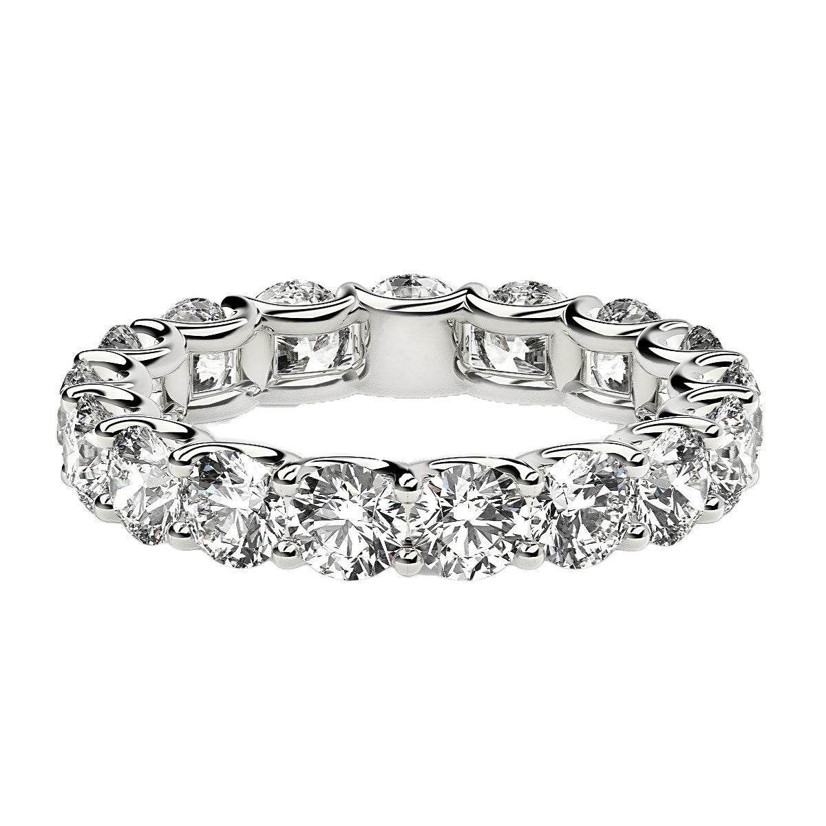 Round Cut Lab Grown Diamond Eternity Ring in 14k White Gold (3 cttw FG/VS2) - Sable Gold