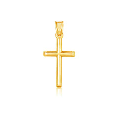 14k Yellow Gold High Polish Cross Pendant - Sable Gold