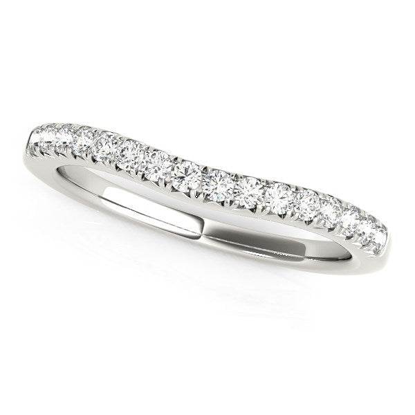 14k White Gold Pave Set Round Curved Wedding Band (1/4 cttw) - Sable Gold