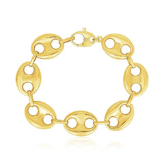 14k Yellow Gold High Polish Lite Puffed Mariner Link Bracelet (21.00 mm) - Sable Gold