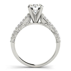 14k White Gold Pronged Diamond Antique Style Engagement Ring (1 1/3 cttw) - Sable Gold