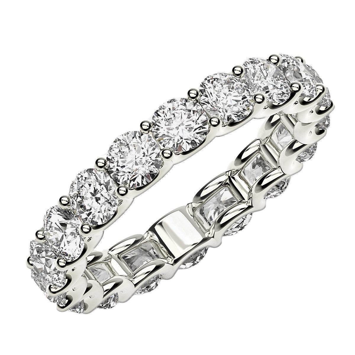 Round Cut Lab Grown Diamond Eternity Ring in 14k White Gold (2 cttw FG/VS2) - Sable Gold