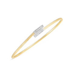 14k Two Tone Gold Diamond Bypass Bar Bangle (2.00 mm) - Sable Gold