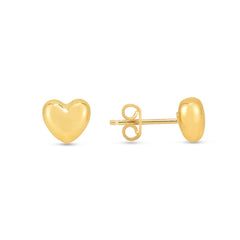 Small Polished Heart Post Earrings in 14K Yellow Gold - Sable Gold