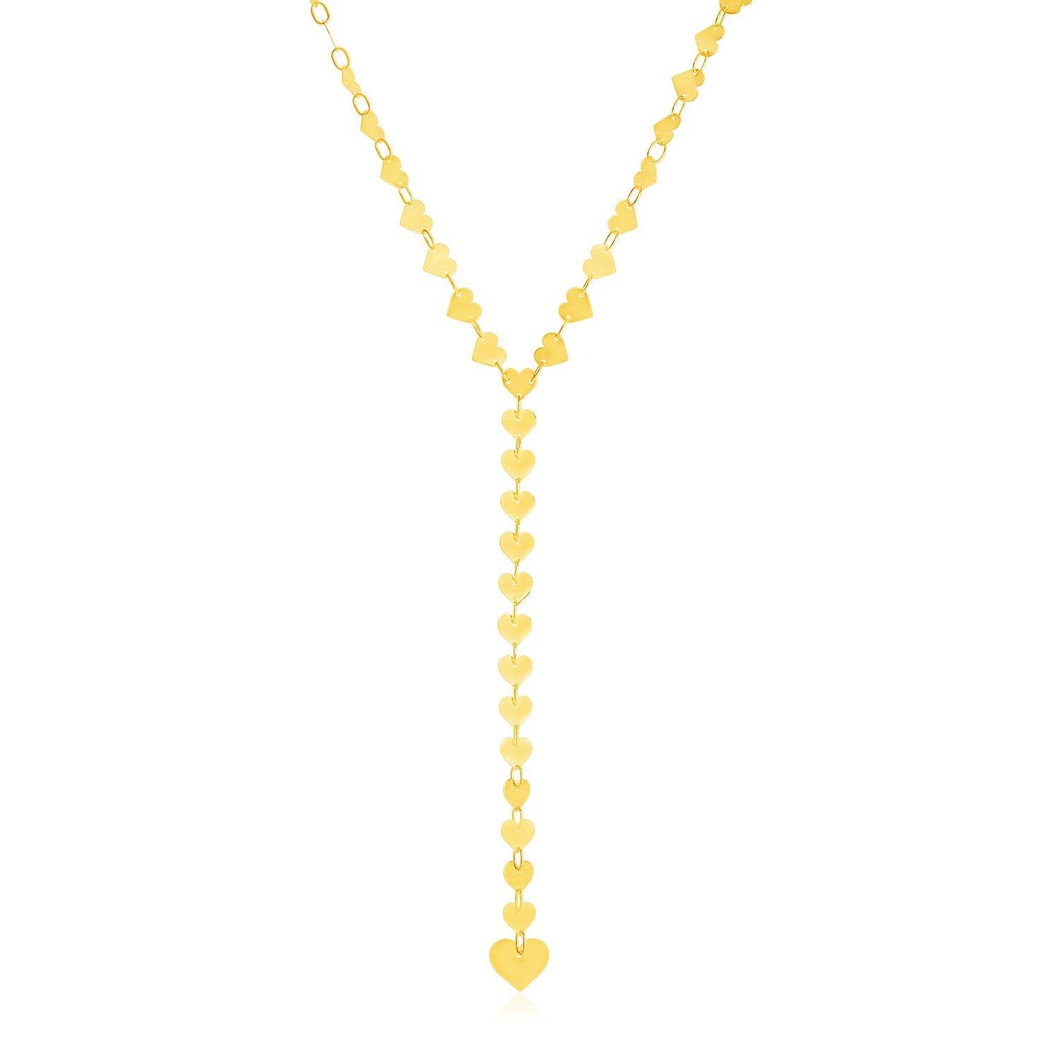 14k Yellow Gold Mirrored Heart Chain Lariat Necklace - Sable Gold