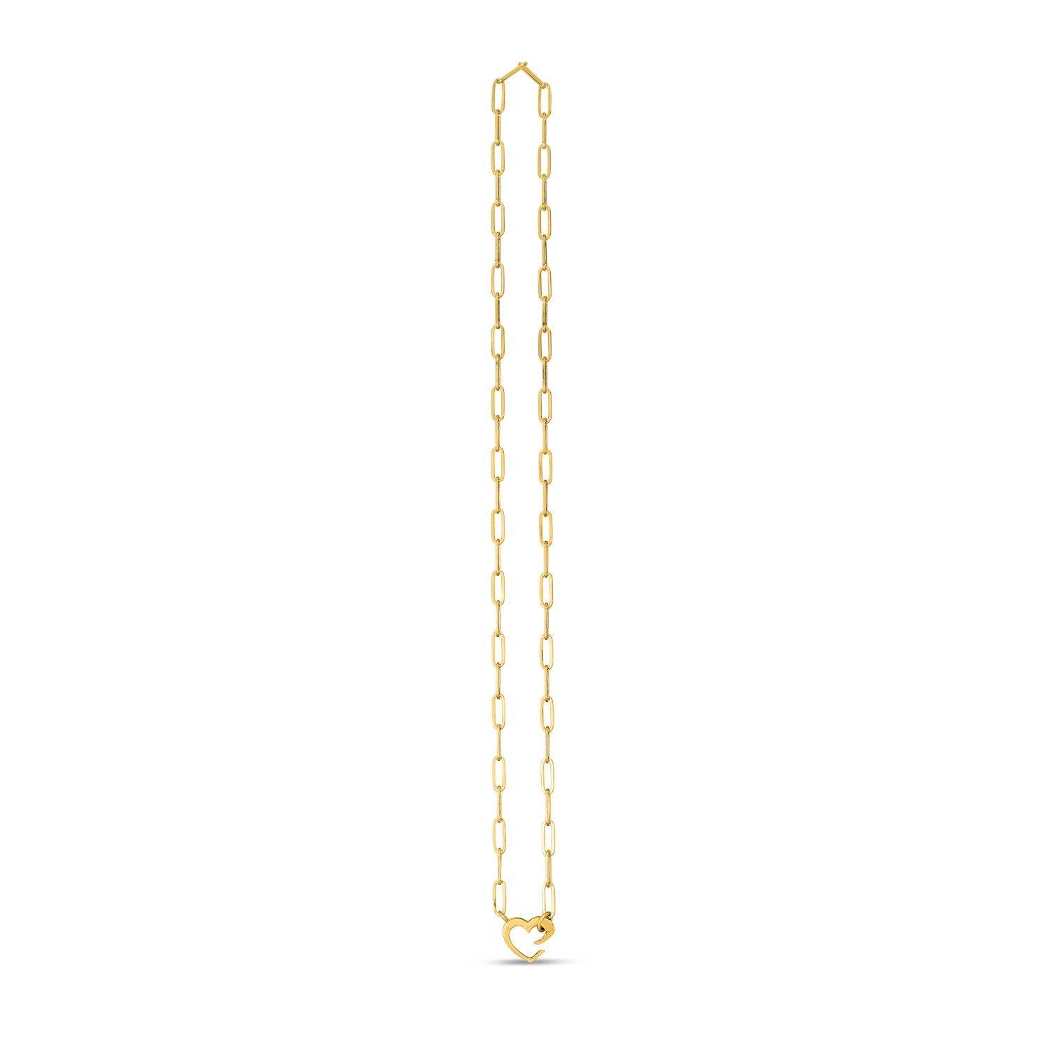 14k Yellow Gold Heart Element Paperclip Necklace - Sable Gold