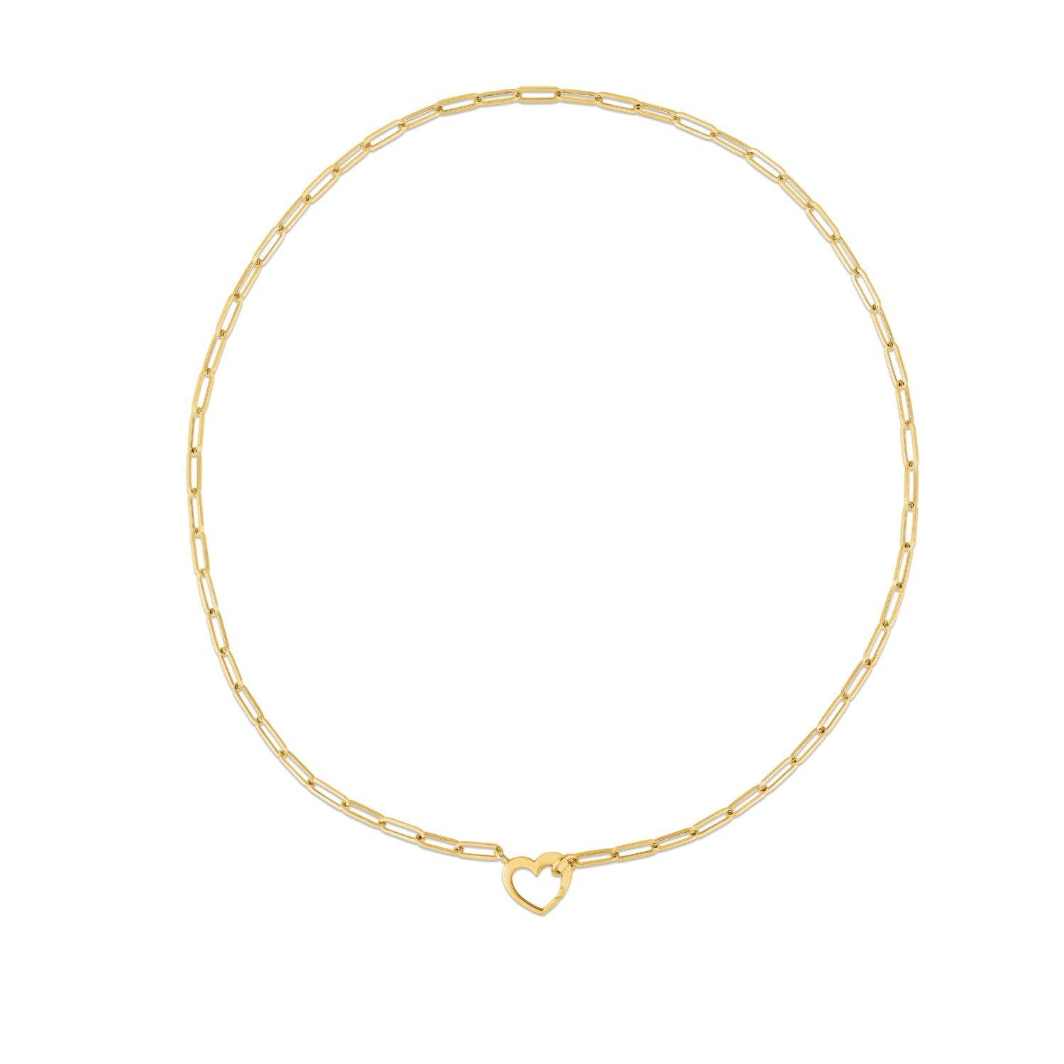 14k Yellow Gold Heart Element Paperclip Necklace - Sable Gold