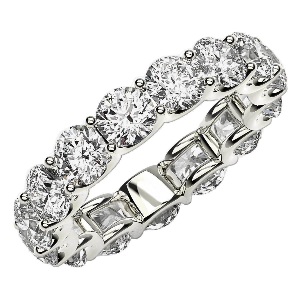 Round Cut Lab Grown Diamond Eternity Ring in 14k White Gold (5 cttw FG/VS2) - Sable Gold