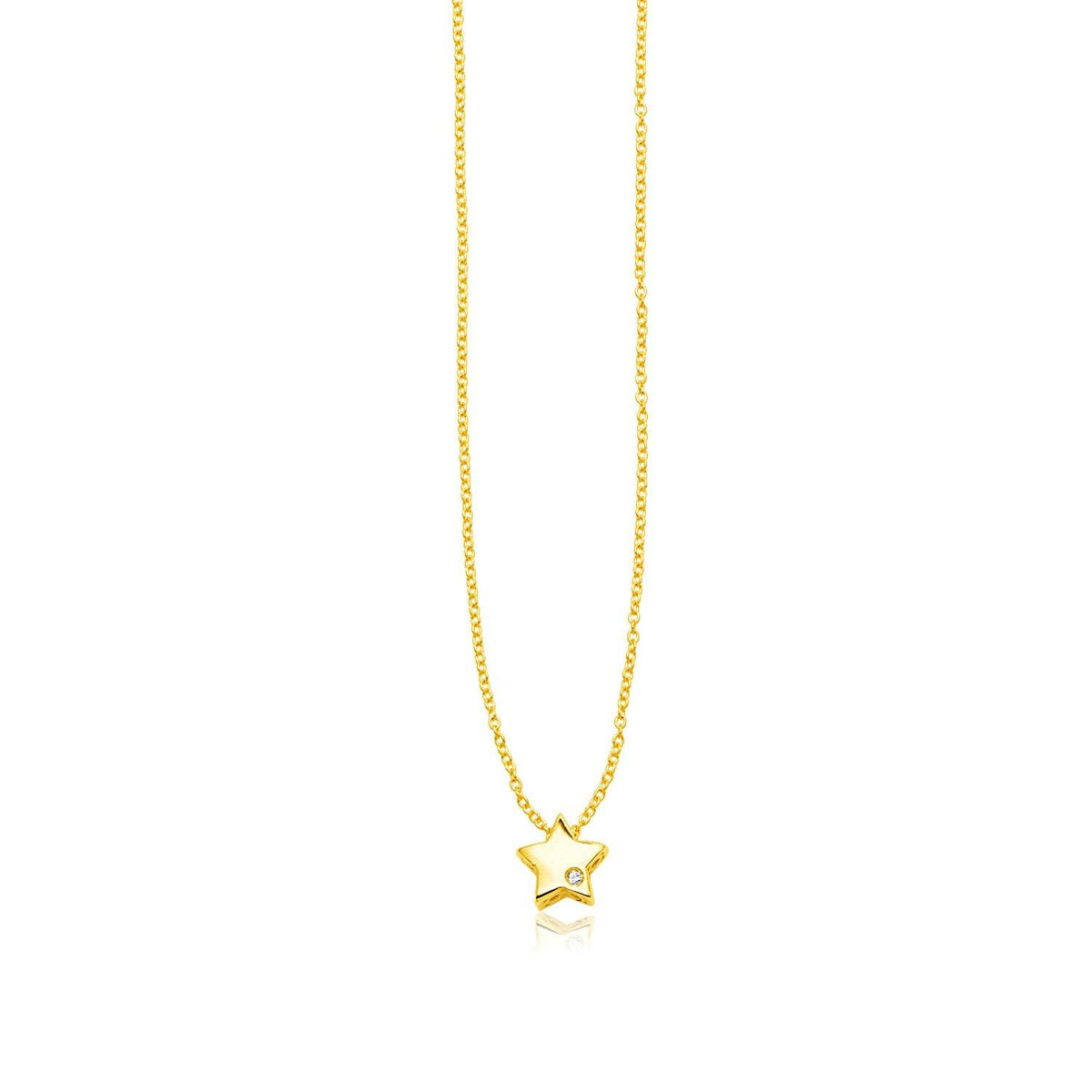 14k Yellow Gold Polished Star Necklace with Diamond - Sable Gold