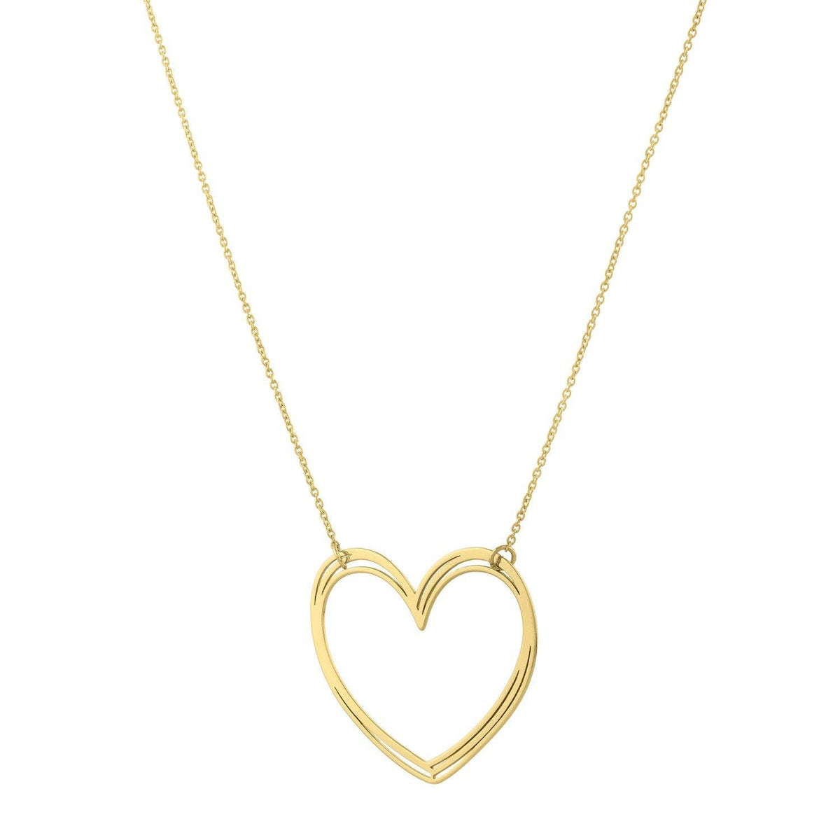 Large Open Heart Necklace in 14K Yellow Gold - Sable Gold