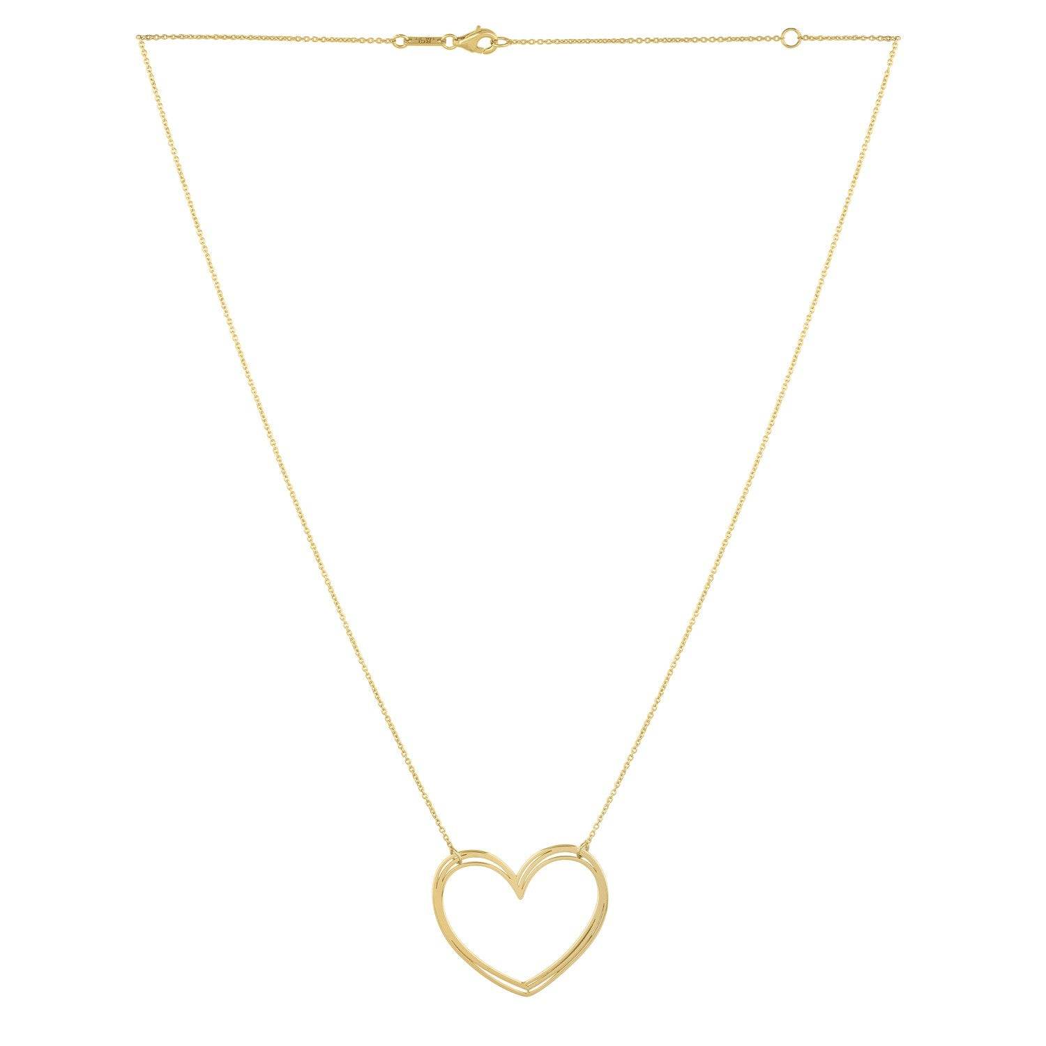 Large Open Heart Necklace in 14K Yellow Gold - Sable Gold