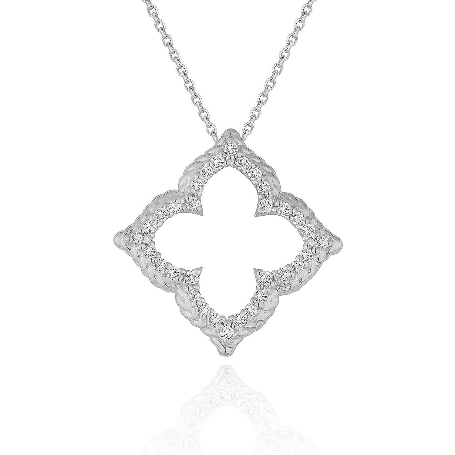 14k White Gold Diamond Cut-out Flower Pendant (1/3 cttw) - Sable Gold