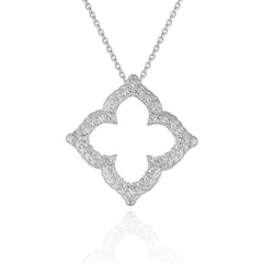 14k White Gold Diamond Cut-out Flower Pendant (1/3 cttw) - Sable Gold