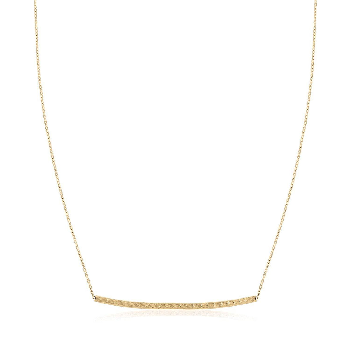 14k Yellow Gold Thin Textured Bar Necklace - Sable Gold