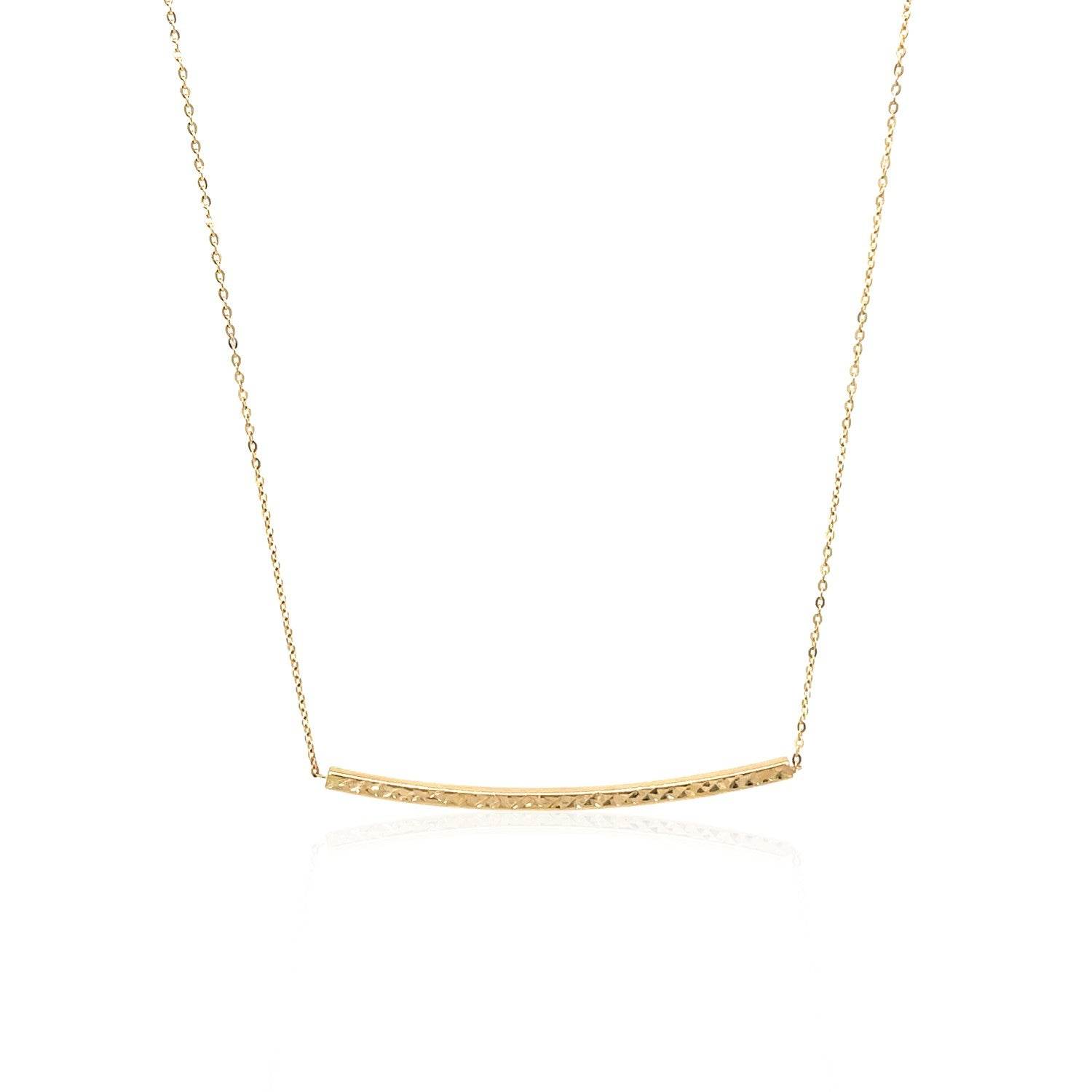 14k Yellow Gold Thin Textured Bar Necklace - Sable Gold