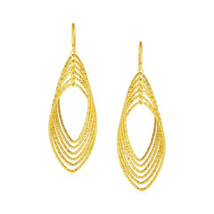 14k Yellow Gold Post Earrings with Textured Marquise Shapes - Sable Gold