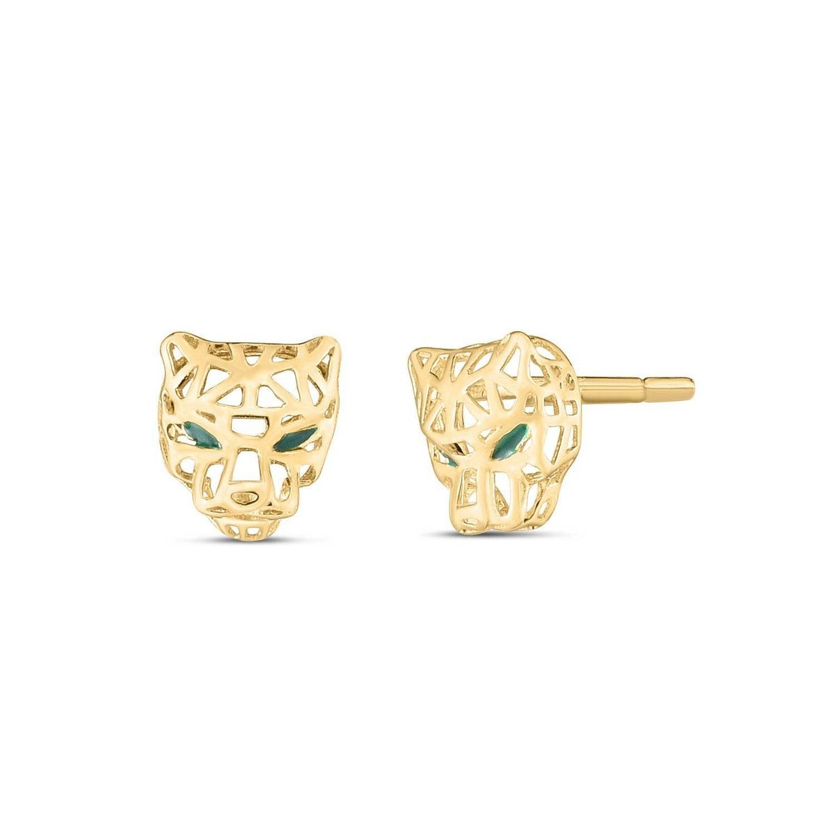 14k Yellow Gold Panther Head Stud Earrings - Sable Gold