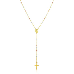 14k Tri Color Gold Lariat Rosary Necklace - Sable Gold