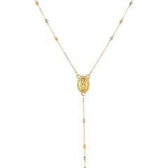 14k Tri Color Gold Lariat Rosary Necklace - Sable Gold