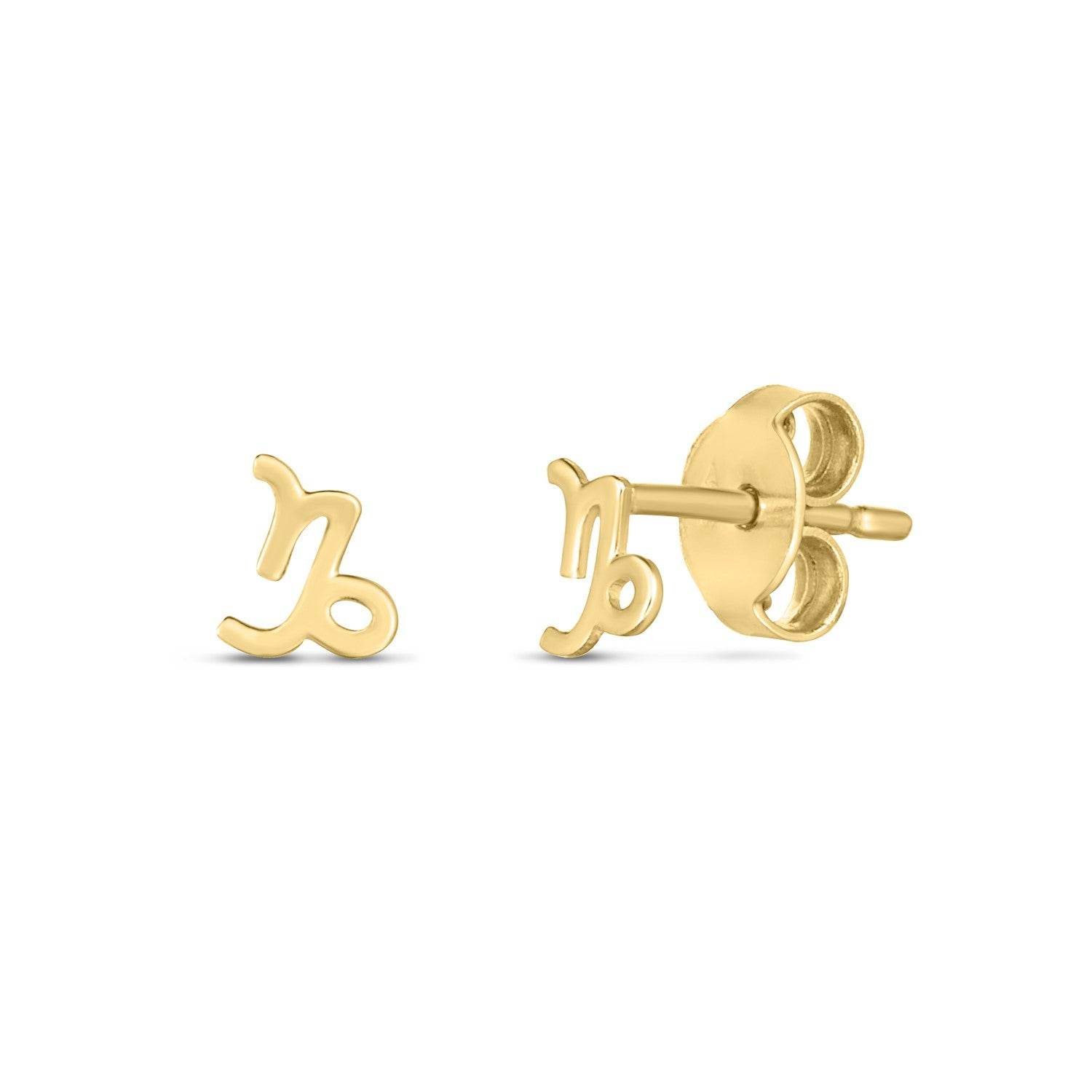 14k Yellow Gold Capricorn Stud Earrings - Sable Gold