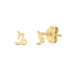 14k Yellow Gold Capricorn Stud Earrings - Sable Gold