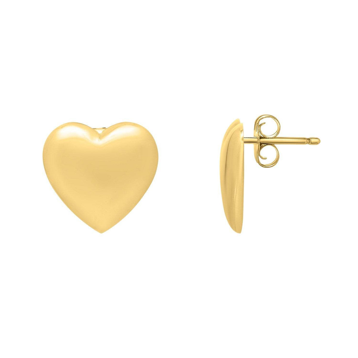 Puffed Up Heart Stud Earrings in 14K Yellow Gold - Sable Gold