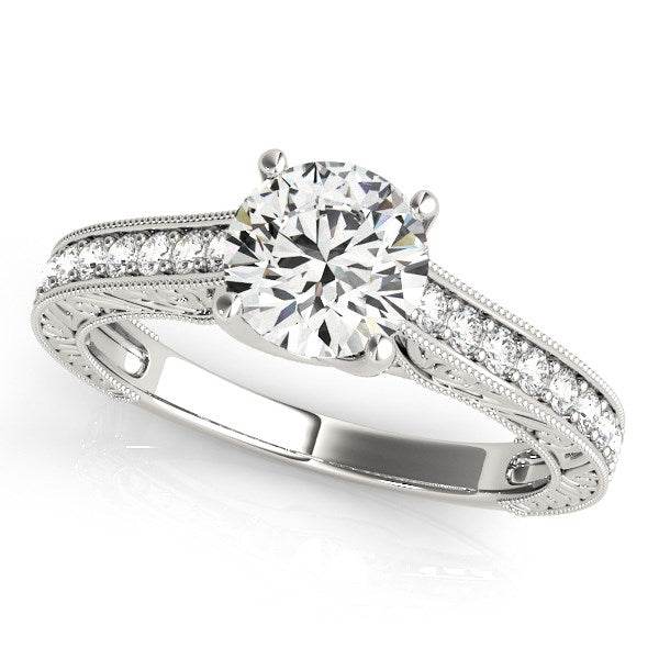 14k White Gold Trellis Antique Style Diamond Engagement Ring (1 1/4 cttw) - Sable Gold