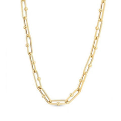 14k Yellow Gold High Polish Elongated Paperclip Jax Link Necklace - Sable Gold